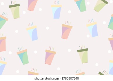 Seamless pattern is a cute coffee cup is colorful background 