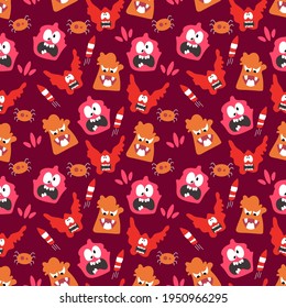 Seamless pattern with cute color monsters