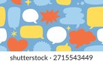 Seamless pattern with cute colored cutout speech bubbles in kid