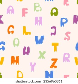 Seamless pattern cute colorful alphabet