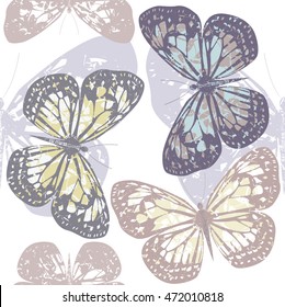 Seamless pattern with cute colorful butterflies isolated on white background can be used for background, surface textures, textile industry and wrapping.