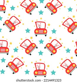 Seamless pattern with cute colorful cars perfect for wrapping paper