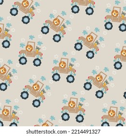 Seamless pattern with cute colorful cars perfect for wrapping paper