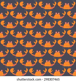 seamless pattern with cute colorful crabs 
