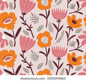 seamless pattern of Cute colorful flower. illustration vector by hand draw