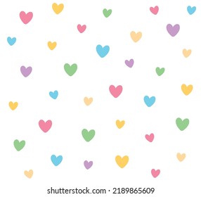 Patrón transparente de corazones coloridos, diseño de vectores
