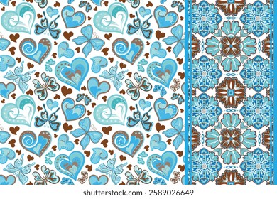 Seamless pattern with cute colorful hearts Valentine's Day print design for fabric wrapping paper