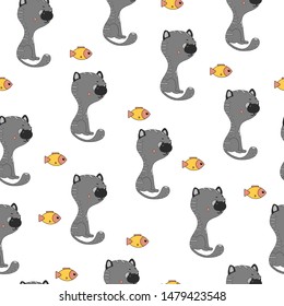 Seamless pattern with cute colorful Kittens. Creative childish pink texture. Great for fabric, textile Vector Illustration