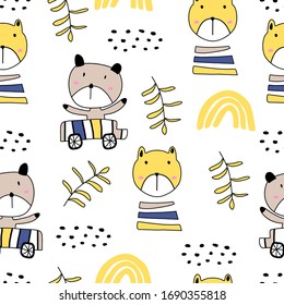 Patrón sin inconvenientes con gatitos adorables y coloridos. Graciosa ilustración gatita en estilo boceto. Animales de dibujos animados de fondo. Ideal para tejidos, papel pintado, papel de envoltura, textil, ropa de cama, estampado en pantalones.