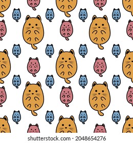 Seamless pattern with cute colorful Kittens. Creative childish pink texture. Great for fabric, textile Vector Illustration