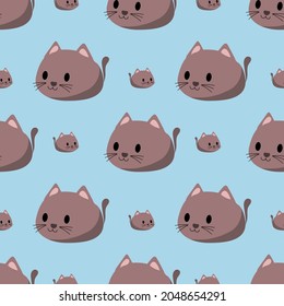 Seamless pattern with cute colorful Kittens. Creative childish pink texture. Great for fabric, textile Vector Illustration