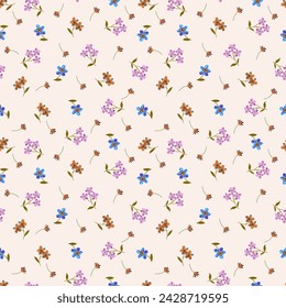 Seamless pattern of cute, colorful little flowers. Beautiful on a sweet colored background
For fabric and wallpaper Natural Spring Flower Gift Wrapping Paper