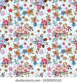 Seamless pattern of cute, colorful little flowers. Beautiful on a sweet colored background
For fabric and wallpaper Natural Spring Flower Gift Wrapping Paper