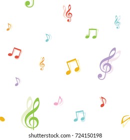 seamless pattern with cute and colorful music symbol on white vector background
