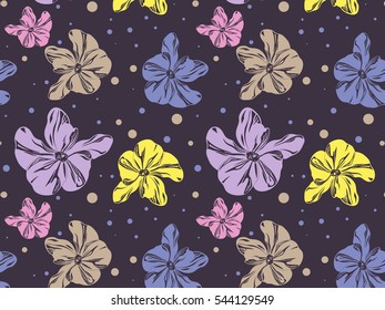Seamless pattern with cute colorful orchids vector