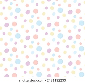 Nahtloses Muster. Nettes Muster mit buntem Tupfen. Nette Muster Pastellfarbe für Design, Textil, Stoff, Papier, Bildschirmhintergrund, Scrapbooking, Karten, Verpackung, Vektorgrafik