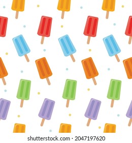 Seamless pattern with cute colorful popsicles. Ice candy vector illustartion.