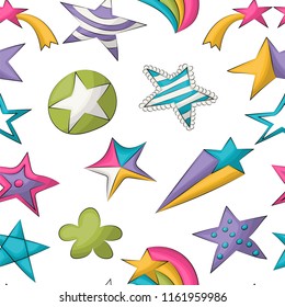 Seamless pattern with Cute colorful stars. Colorful girly and childish decor repeat background. Baby and children design concept. Vector illustration.