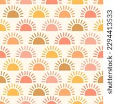 Seamless pattern with cute colorful suns