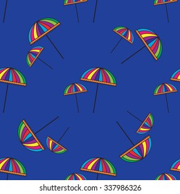 Seamless pattern with cute colorful umbrellas. Vector background