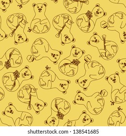Seamless pattern of cute comic bears