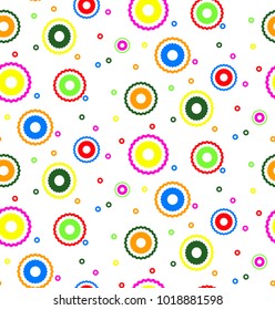 Seamless pattern. Cute. With concentric colored circles of different sizes on a white background. Vector background