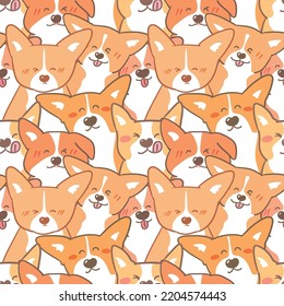 Seamless Pattern of Cute Corgi Dog Illustration Design