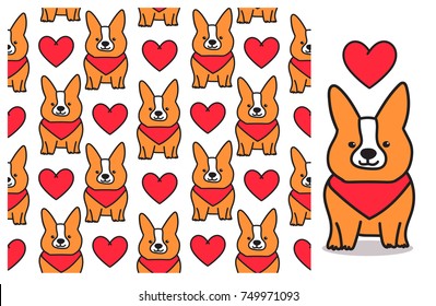 Seamless pattern with cute corgi dog. Tile background for your design, fabric textile, wallpaper or wrapping paper.