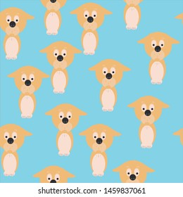 Seamless pattern with cute corgi and labrador on a beige background.