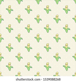 Seamless pattern with cute corn and dot, Vector illustration and design for fabrics, textiles, wallpaper, and background design concept.