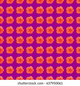 Seamless pattern with cute cosmos flowers on a purple background. Spring vintage floral background. Beautiful vector texture.