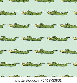 Seamless pattern with cute crocodile