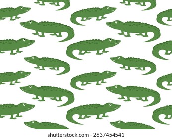 Seamless pattern with cute Crocodile. Vector illustration of reptile, repeating pattern for textile, wallpaper, background, wrapping paper