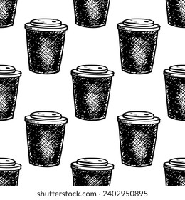 Seamless pattern with cute cup of tea or coffee doodle for decorative print, wrapping paper, greeting cards, wallpaper and fabric