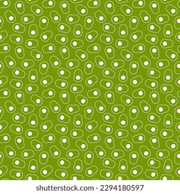 Patrón sin fisuras de aguacates de corte lindo sobre un fondo verde