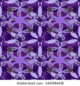 Seamless pattern with cute damask ornament. Pattern for wallpapers, backgrounds, flyers or wrapping paper. Seamless vector violet, purple and blue ornament in arabian style.