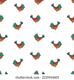 Seamless pattern with cute decorative bird doodle vector