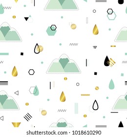Seamless pattern with cute decorative mountains. Nature , tourism, hiking. Delicate texture. All elements are  hidden under mask
