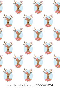 seamless pattern with cute deer. vector illustration