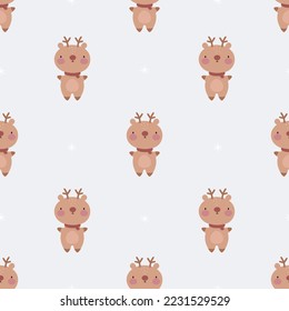 Seamless pattern with cute Deer. Vector illustration. For card, posters, banners, printing on the pack, printing on clothes, fabric, wallpaper.