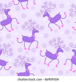 Seamless pattern with cute deers