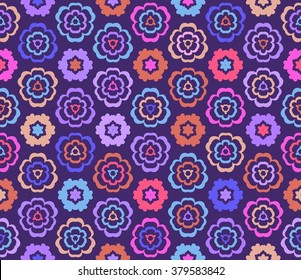 Seamless pattern with cute different flowers. Can be used for wallpaper, pattern fills, greeting cards, webpage backgrounds, wrapping paper or fabric. Vector illustration. EPS 10.