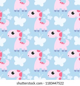 Seamless Pattern of cute Dinosaur