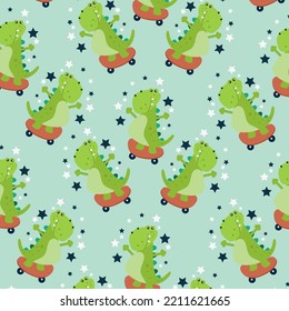 Seamless pattern with cute dinosaur animals suitable for kids clothes