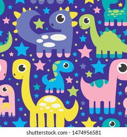 Seamless Pattern of cute Dinosaur. Vector illustration