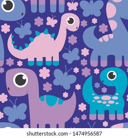 Seamless Pattern of cute Dinosaur. Vector illustration