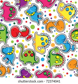 Seamless pattern - Cute dinosaurs