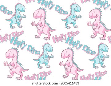 Seamless pattern. Cute dinosaurs. Background, fabric, wallpaper, design of children's things.