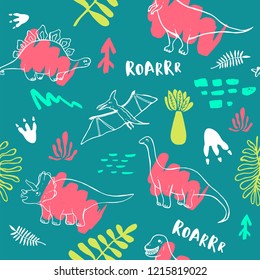 Seamless pattern with cute dinosaurs for children textile , wallpaper , posters and other design