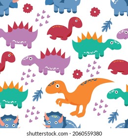 Patrón sin foco con dinosaurios lindos para niños imprimir